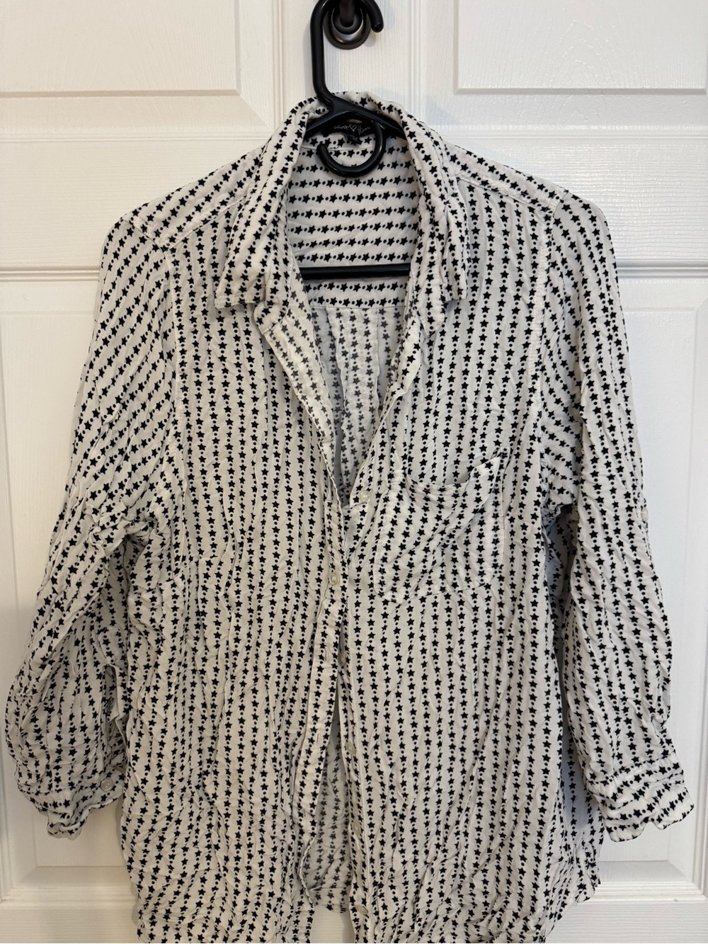Velvet Heart White Button-Front Star-Print Shirt Jacket